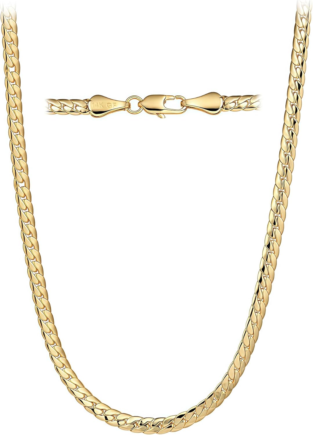 3.2mm Flat Snake Chain 14K Gold Chain Necklaces for Women & Men Dainty Herringbone Choker Necklace Unisex Non-tarnish Gold Jewelry Gift Fade Resistant Lifetime Quality 18-24Inches