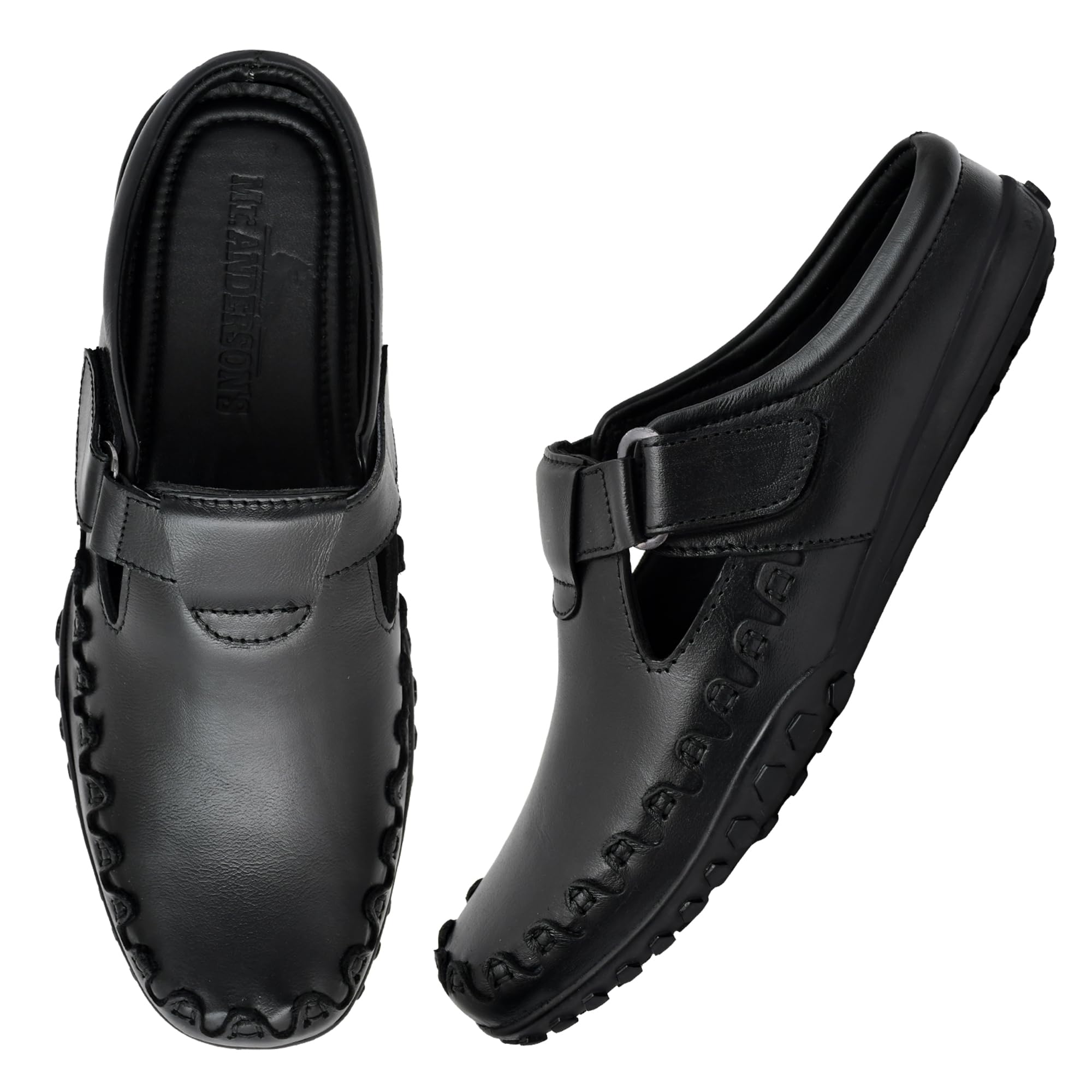 MR ANDERSONS Leather Outdoor Hook & Loop Roman Sandals Comfortable and Lightweight Roman Sandals for Daily Use Elevate Your Look with Stylish Roman Sandals (Black_6) (B0CNYZQV5F) Amazon Price History, Amazon Price Tracker