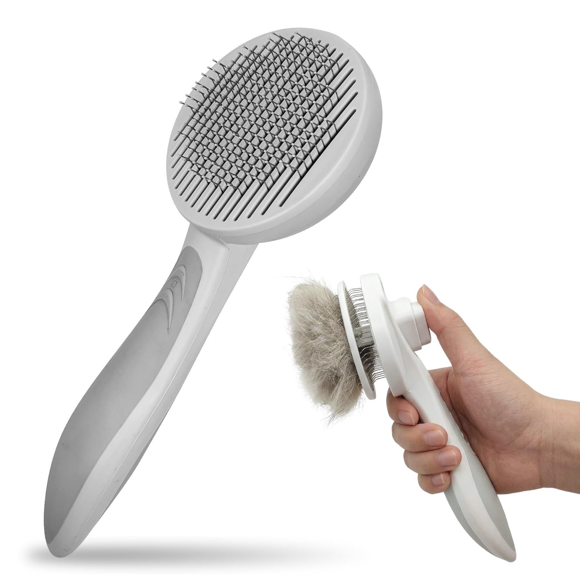 Cepillo premium Veddelholzer para perros & gatos con eliminación de pelo con un clic – cepillo eficaz para la capa interna de perros y gatos, cuidado suave del pelaje & desenredado