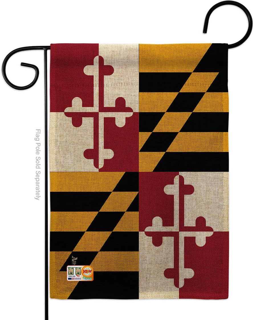 Maryland Burlap Garden Flag Americana States USA American Territories Republic Small Decorative Gift Yard House Banner Double-Sided Made In 13 X 18.5