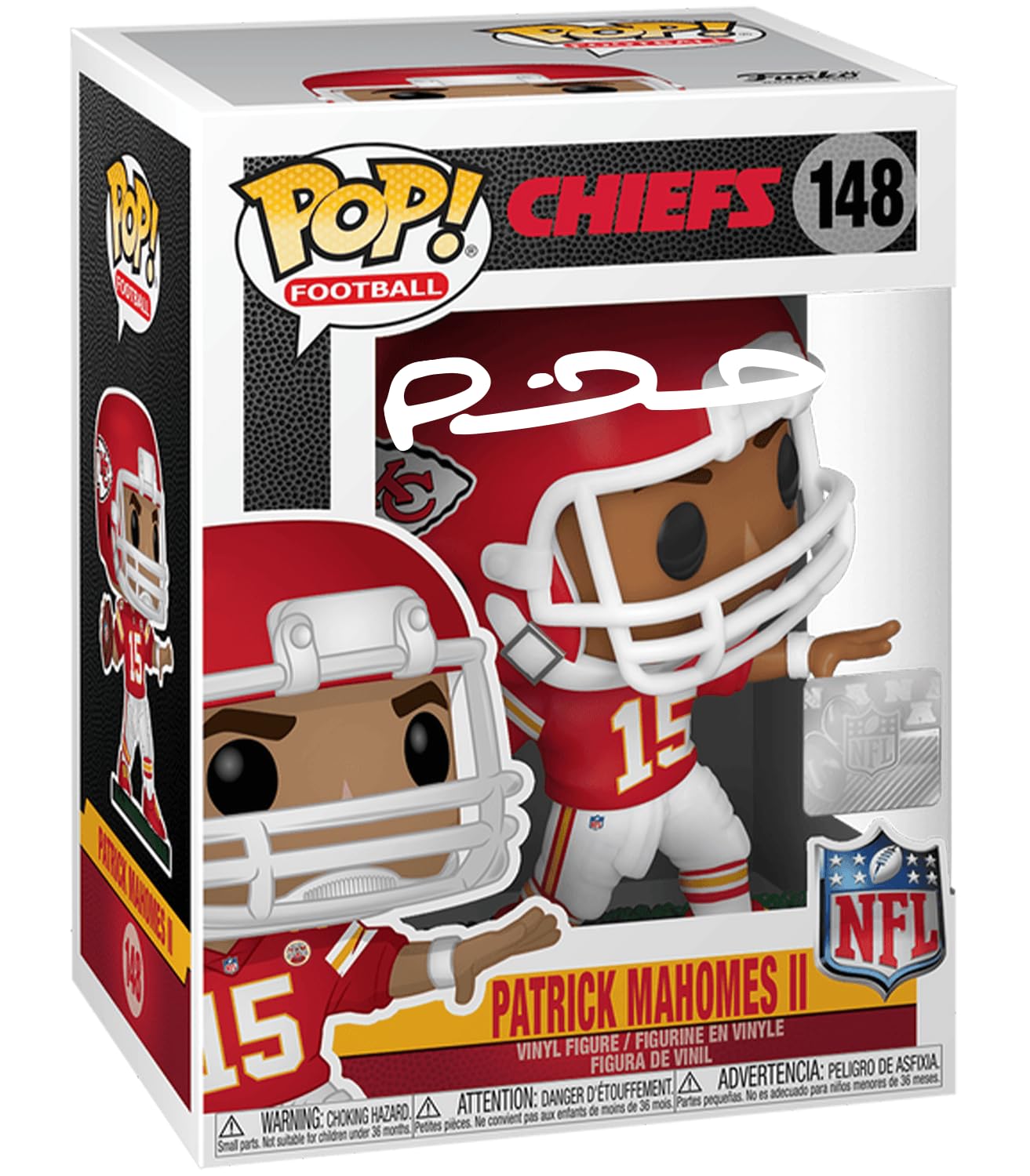 Patrick Mahomes #148 Facsimile Signed Reprint Laser Autographed Funko POP! Football NFL: Kansas City Chiefs Figurine with Protector Case