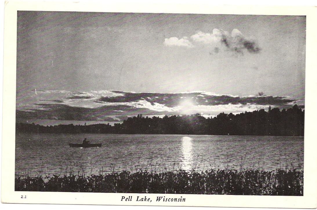 1950s Vintage Postcard Scene on Pell Lake Wisconsin Blank Postcards Office