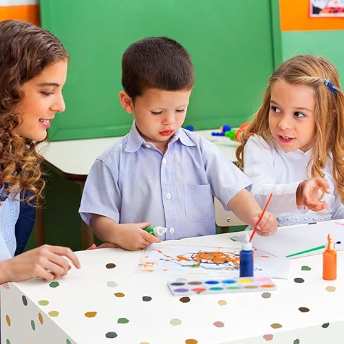 Miniatura 6 de Mantel de 3 piezas con diseño de lunares pintados estilo bohemio para baby shower, mantel desechable de lunares color crema, cubierta de mesa de