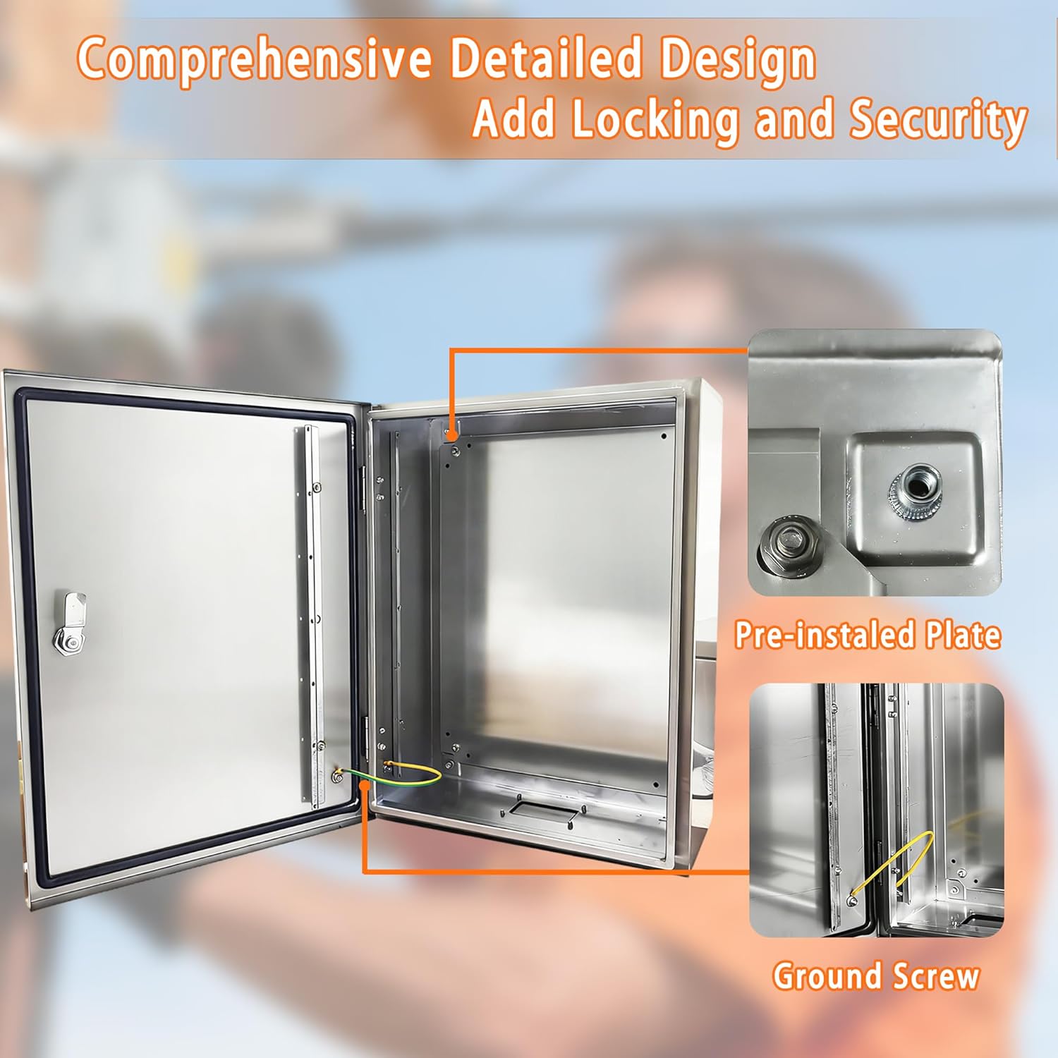 Stainless Steel Electrical Enclosure 12x10x6 Inch NEMA 4X Enclosure 304 Stainless Steel Box IP66 Waterproof and Dustproof Metal Box