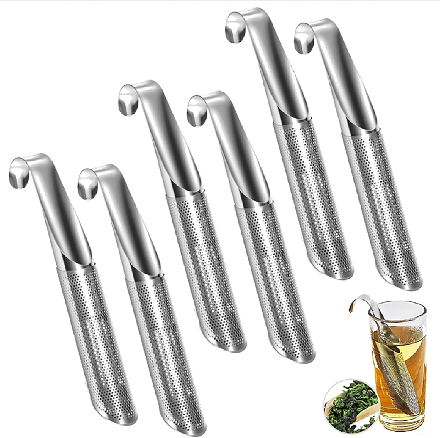 Tea Strainers for Loose Tea, Upgrade Stainless Steel Tea Diffuser Extra Fine Mesh Tea Infusers for Loose Tea Stainless Steel Tea Infuser Mesh Strainer with Large Capacity for Loose Tea Coffee (6Pack)