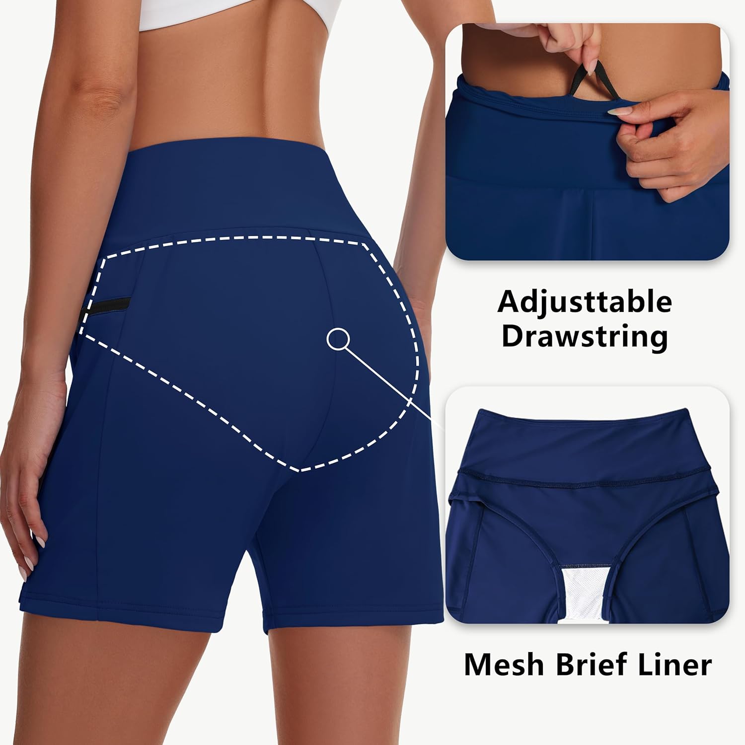 Women's 5" Swim Shorts Navy - Image 4