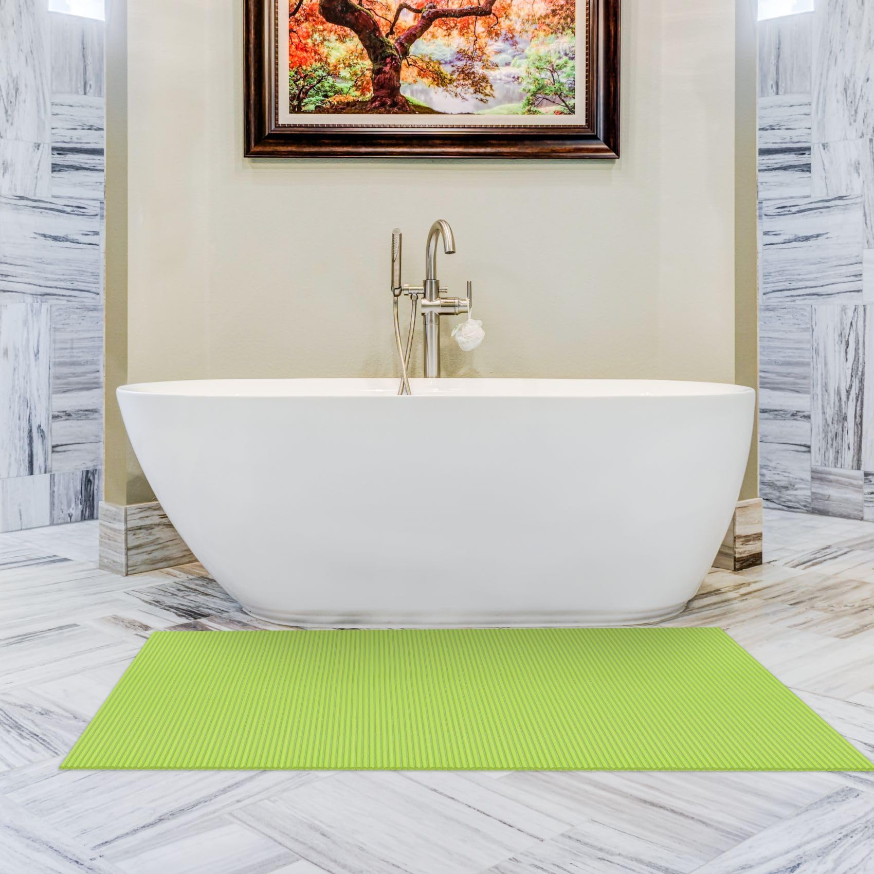 ANRO Alfombrilla de baño de espuma suave, antideslizante, 400 x 130 cm, color verde manzana