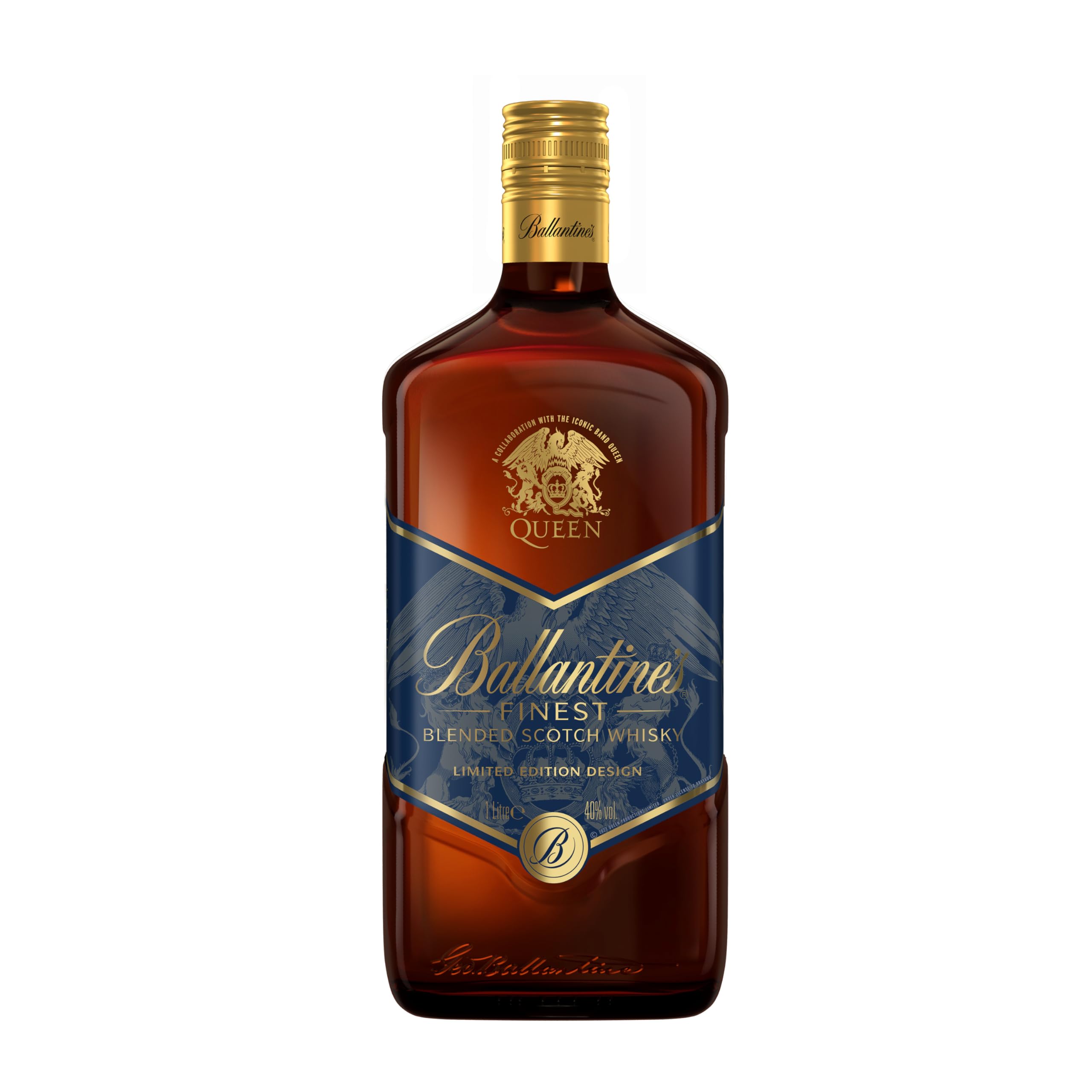 Ballantines Finest X QUEEN Limited Edition, feinster Blended Scotch Whisky mit zartem Geschmack, Sammlerstück für Musikliebhaber, 1 x 1L, 40 Prozent Vol.