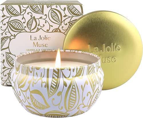 La Jolíe Muse Scented Candles Vanilla Coconut, Gold Travel Tin