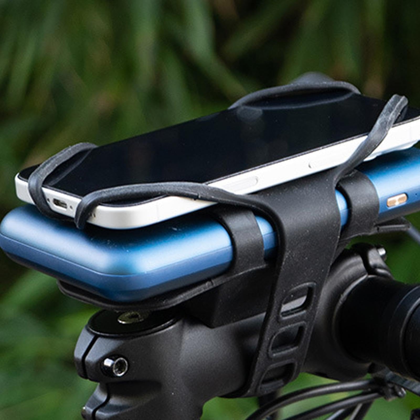 Generico Monte del telefono in silicone per ciclismo, supporto per telefono in bicicletta | Porta del telefono in silicone anti-slip - Supporto per smartphone nero, per ciclismo per Power Bank