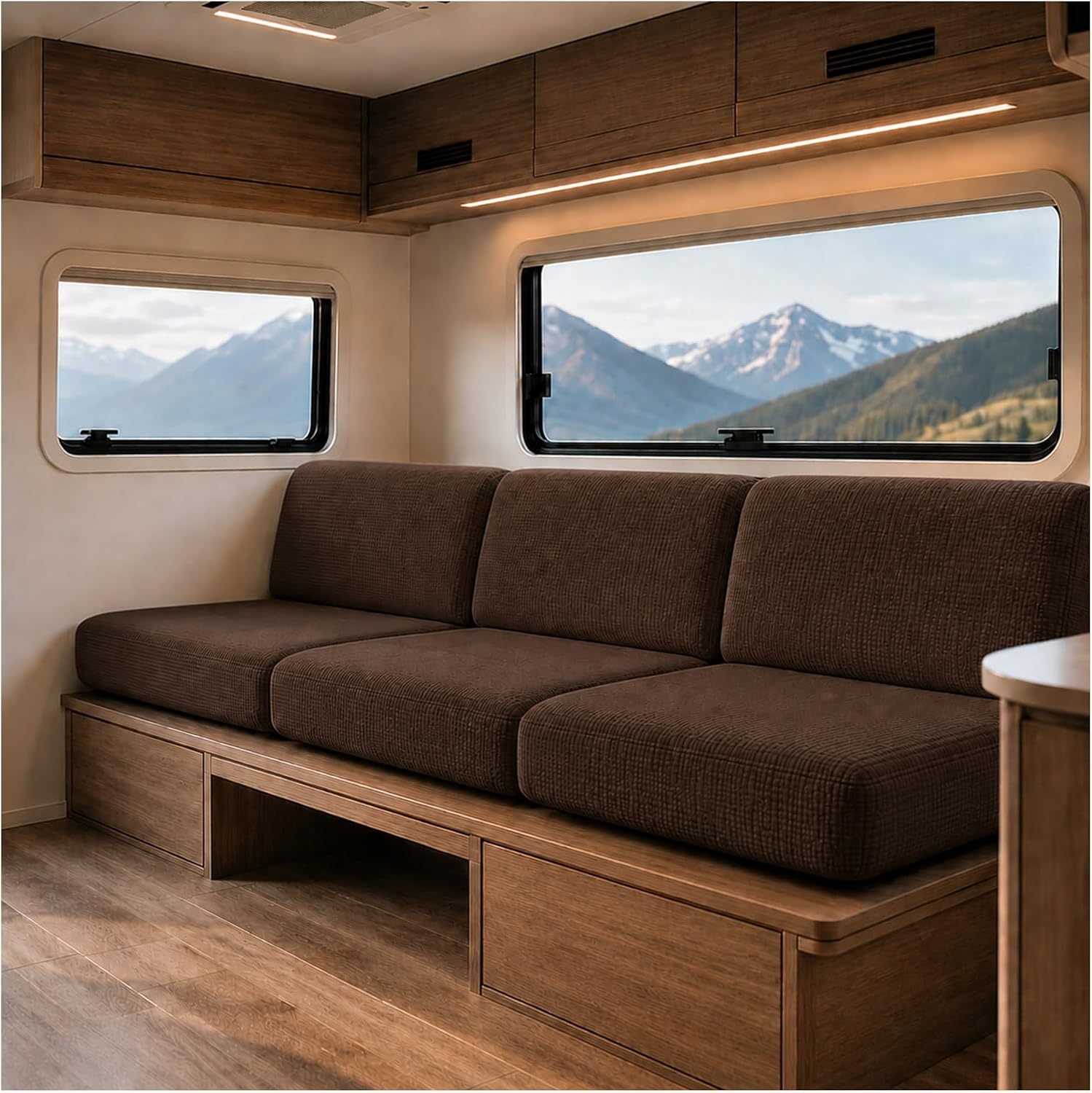 Non-Slip Washable Replacement Protector for Camper Travel Trailer (Dark Brown,W 60-90cm, D 60-90cm)