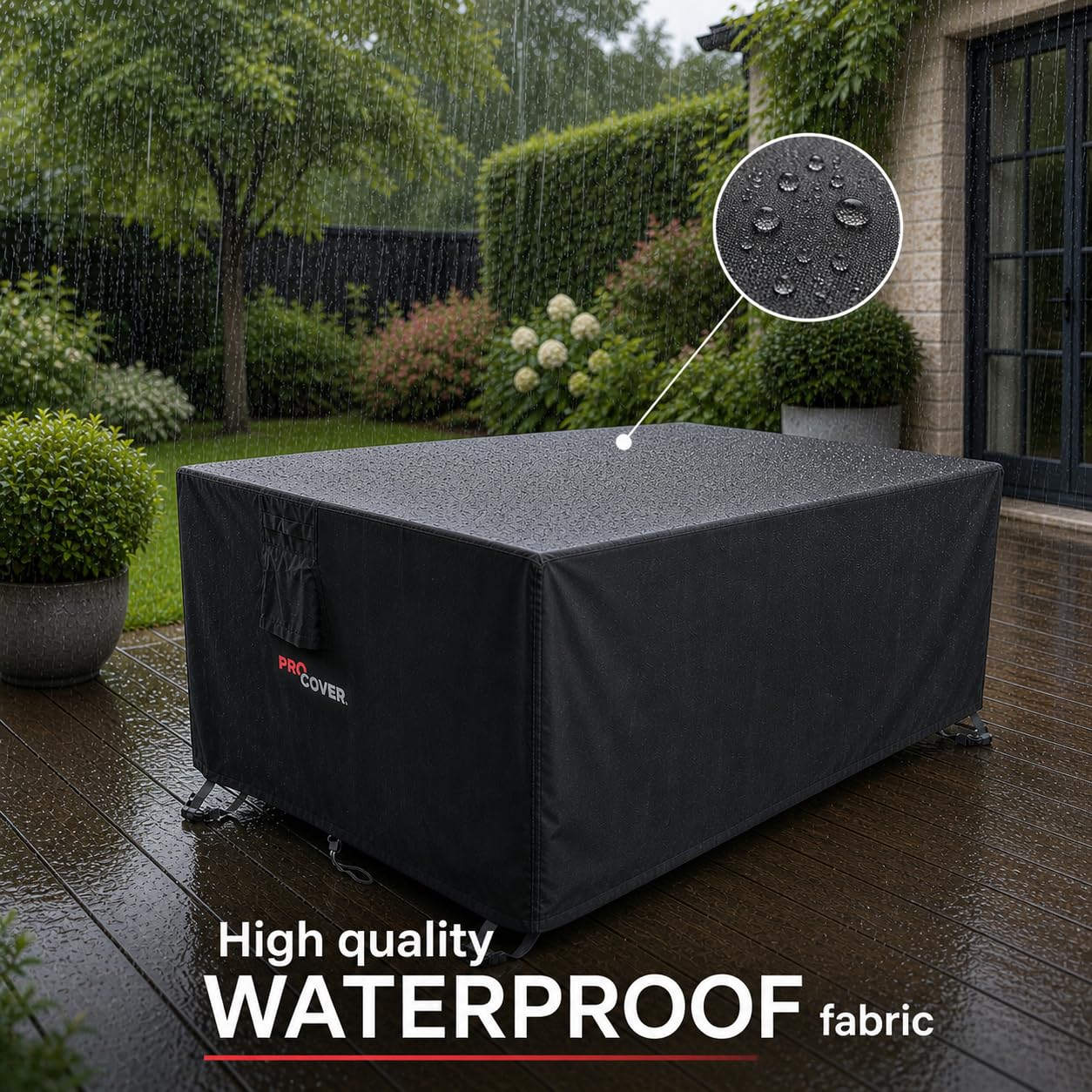 Premium Gartenmöbel Abdeckung: Wasserdichtes 600D Oxford-Gewebe mit PVC-Beschichtung. Dick, widerstandsfähig, ideal für Gartentisch, Outdoor-Möbel, Terrasse. Abdeckplane. 350x350x70cm