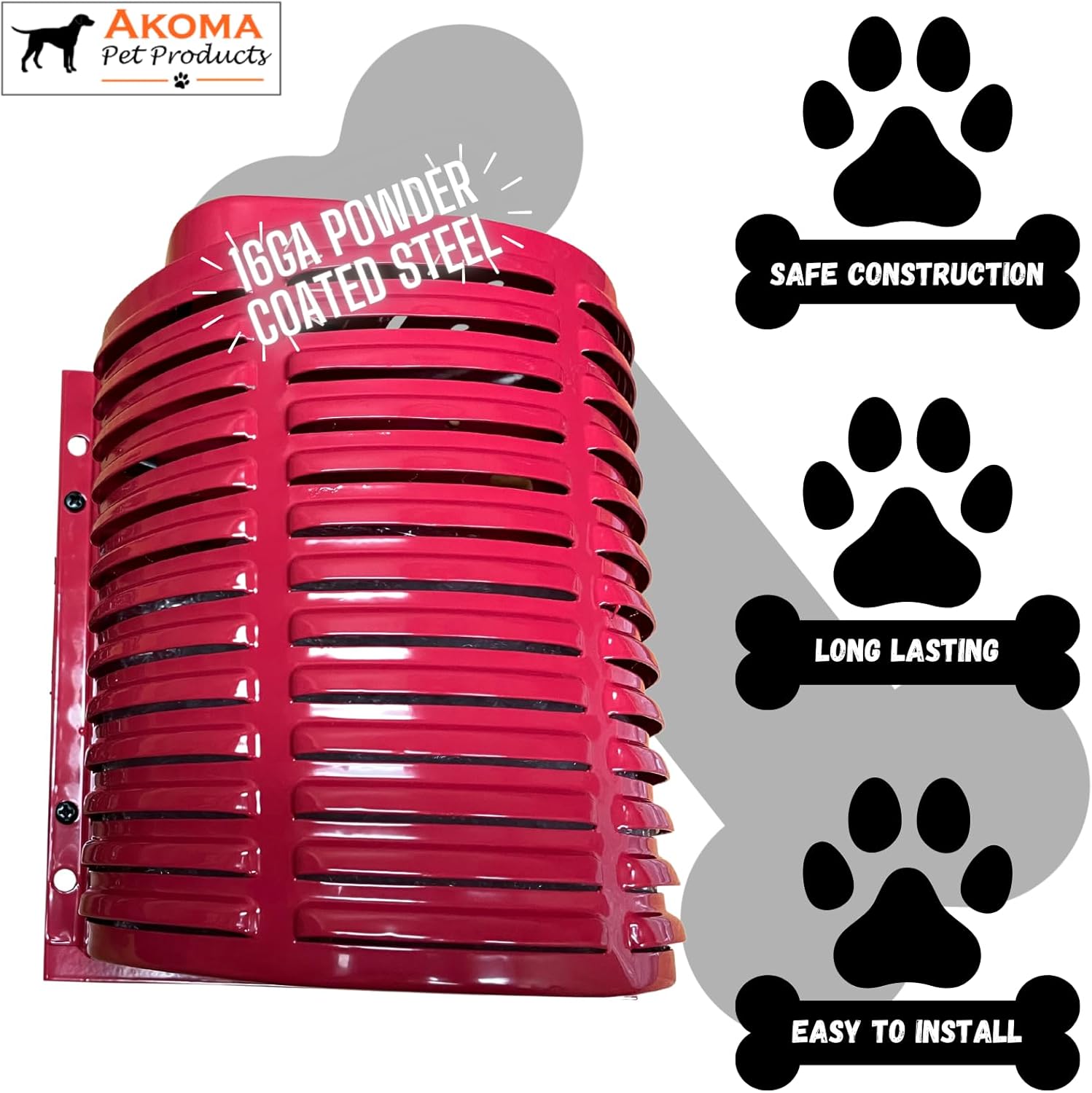 by Akoma Pet Products | 400w Dog House Furnace with 10 Foot Cord | Installs in Minutes | Safe - Dry Heat | Won't Burn Pets