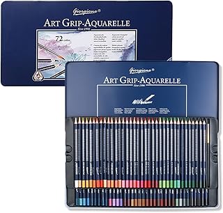 Kiboule 12/24/36/48/72 Conjunto profissional de lápis para aquarela Lápis de cor solúveis em água com caixa de metal para pincel Lápis de cor de água Materiais de arte para alunos em idade escolar.