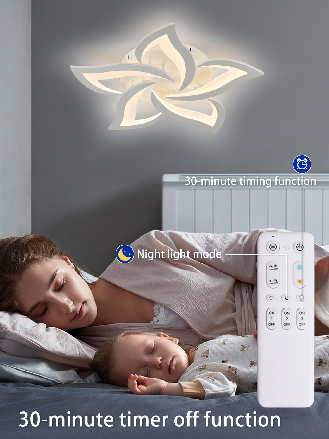 58CM LED Deckenleuchte Wohnzimmer Dimmbar Deckenlampe Blume | Moderne Schlafzimmer Lampe decke Kreis Wohnzimmerlampe mit Fernbedienung 3000K-6000K Weiß Schlafzimmerlampe Esszimmer Küche