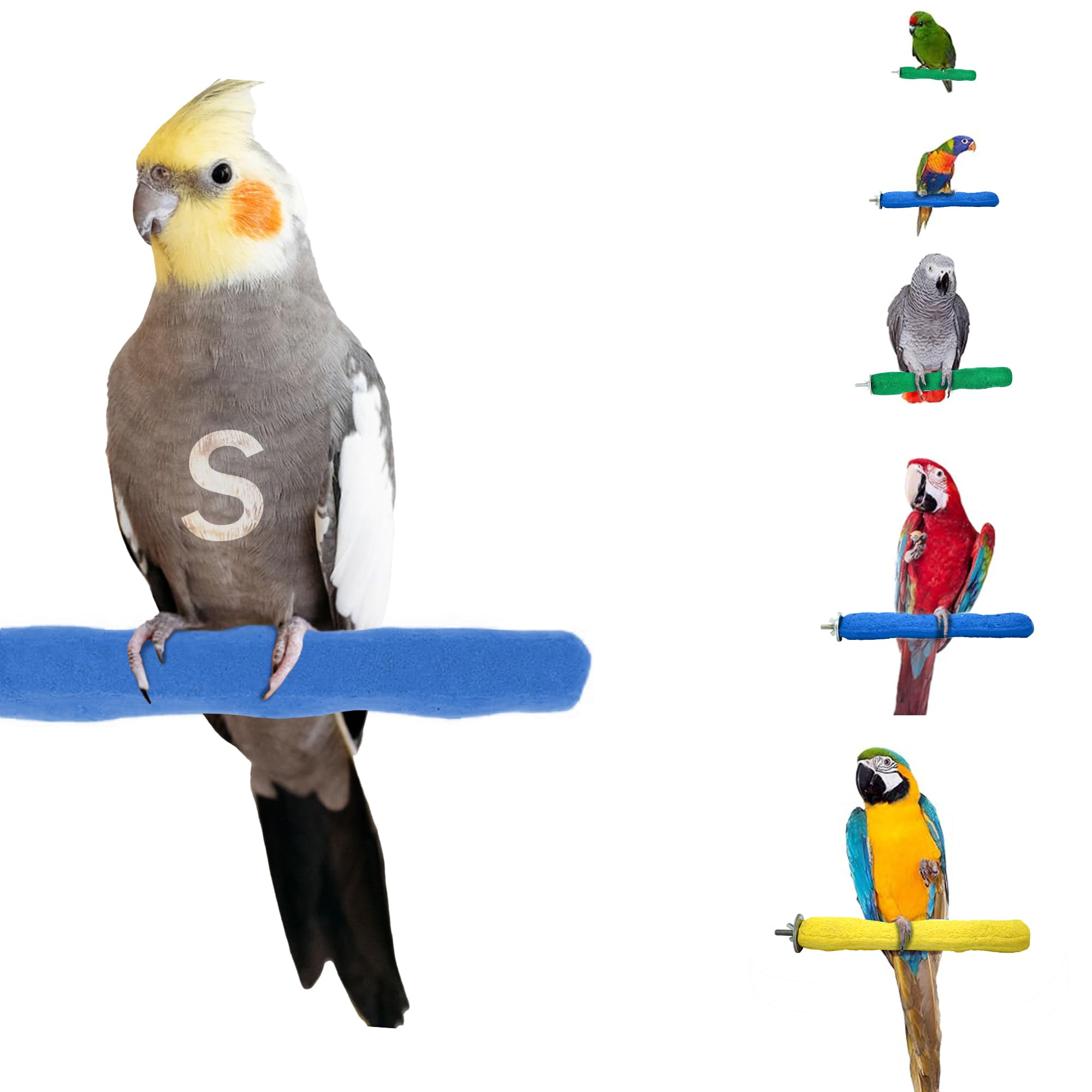 Sweet Feet and Beak Comfort Grip Safety Perch for Bird Cages - Pedicure Perch for Birds to Keep Nails and Beaks in Top Condition - Safe Easy to Install Bird Cage Accessories - Small 6.5"