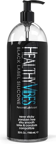 Lubricante personal a base de silicona de Healthy Vibes, lubricante sexual de larga duración de 32 onzas para pieles sensibles en mujeres, hombres y
