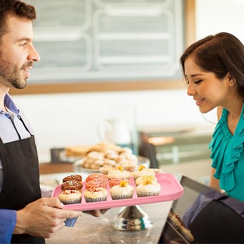 Miniatura 6 de Bandeja de comida rápida, 20 unidades, paja de trigo, bandeja de cafetería, bandeja de plástico para restaurante, bandeja rectangular para servir