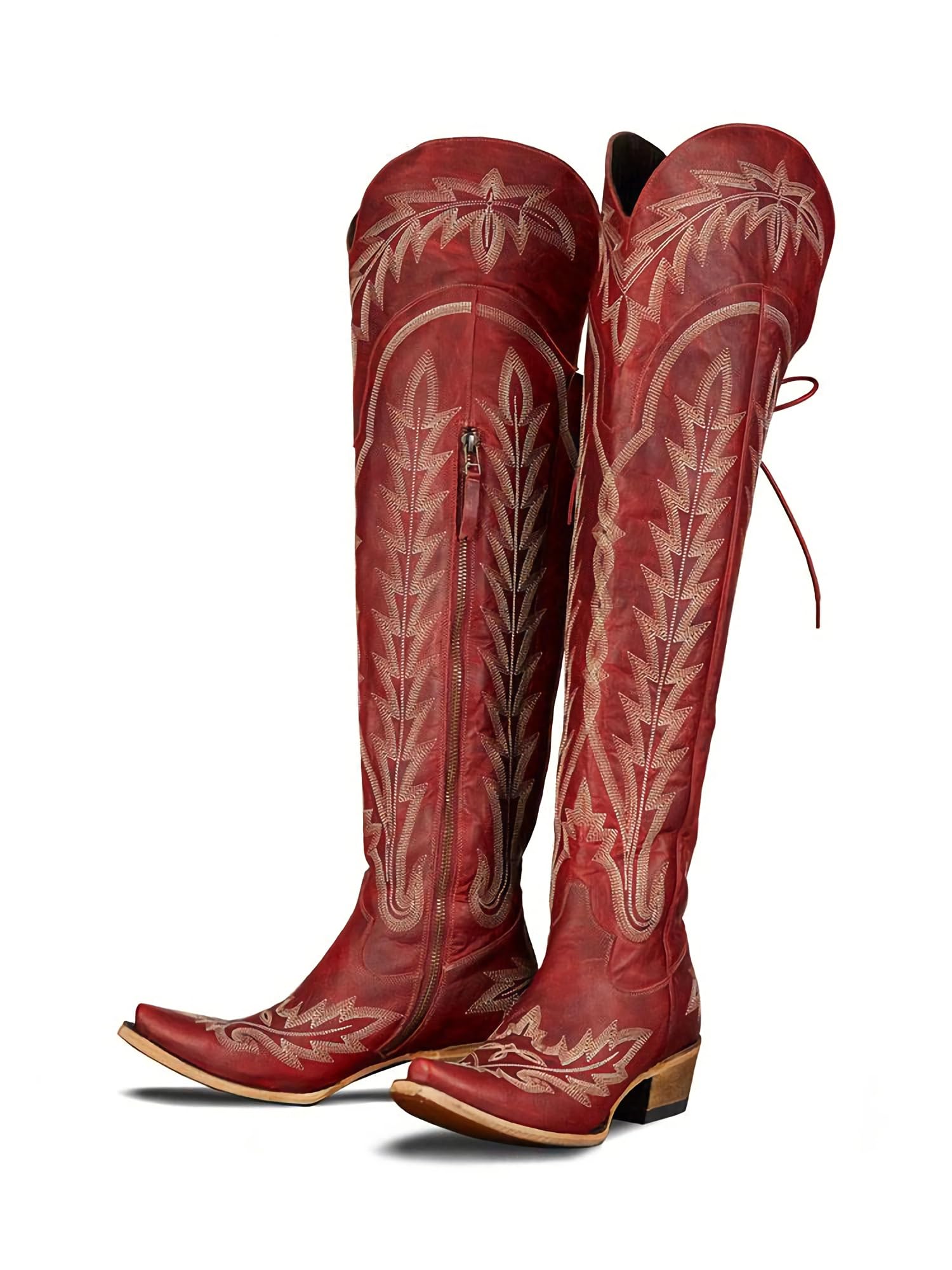 MissHeel Over the Knee Cowboy Boots for Women Adjustable Thigh High Cowgirl Boots