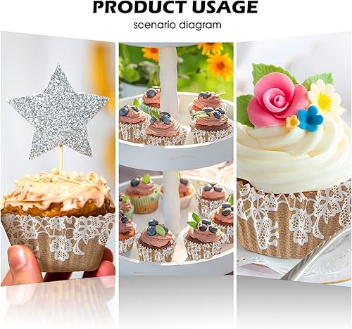 Miniatura 7 de 300 piezas de revestimientos rústicos para magdalenas de despedida de soltera, de encaje, para magdalenas, decoraciones de papel para hornear bebés,