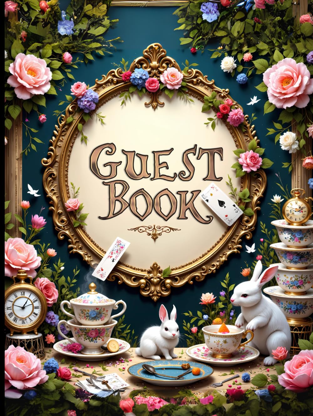 Wonderland Tea Party Hardcover Guest Book: Elegant Keepsake Sign-In Registry for Baby Showers, Weddings, Birthdays & Special Events      Hardcover – October 6, 2025