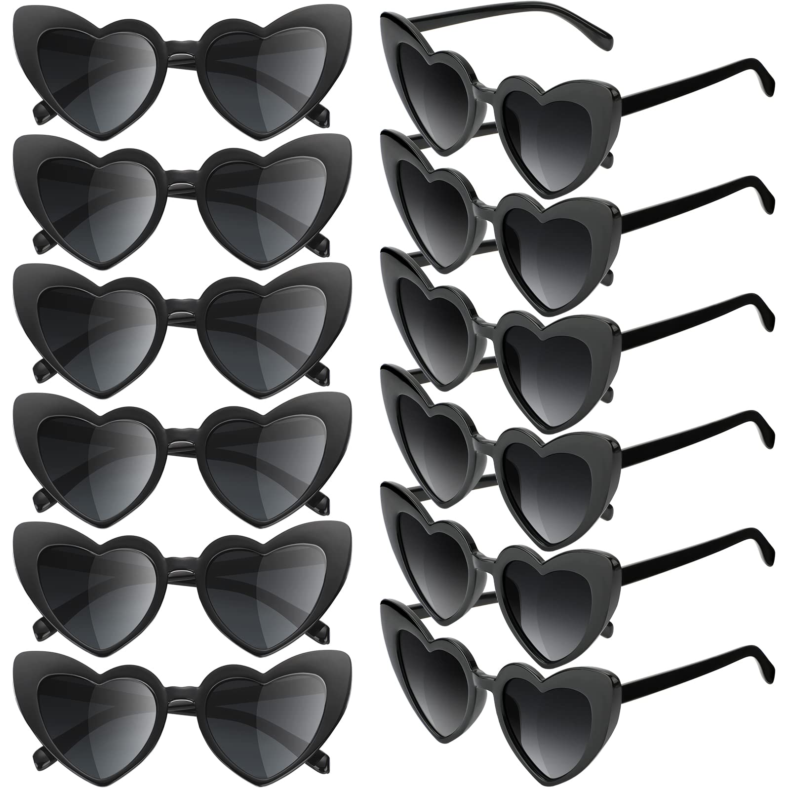 Flutesan 12 Pair Valentine's Day Heart Sunglasses Bulk Bachelorette Sunglasses Heart Shaped Eyeglasses Party Favor for Women