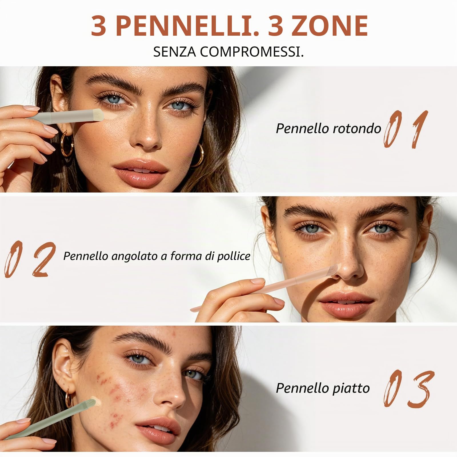 Set Pennelli Make Up 17 Pezzi Synthetic con Spugnetta e Trousse in Pelle PU per Fondotinta, Correttore, Blush, Ombretto