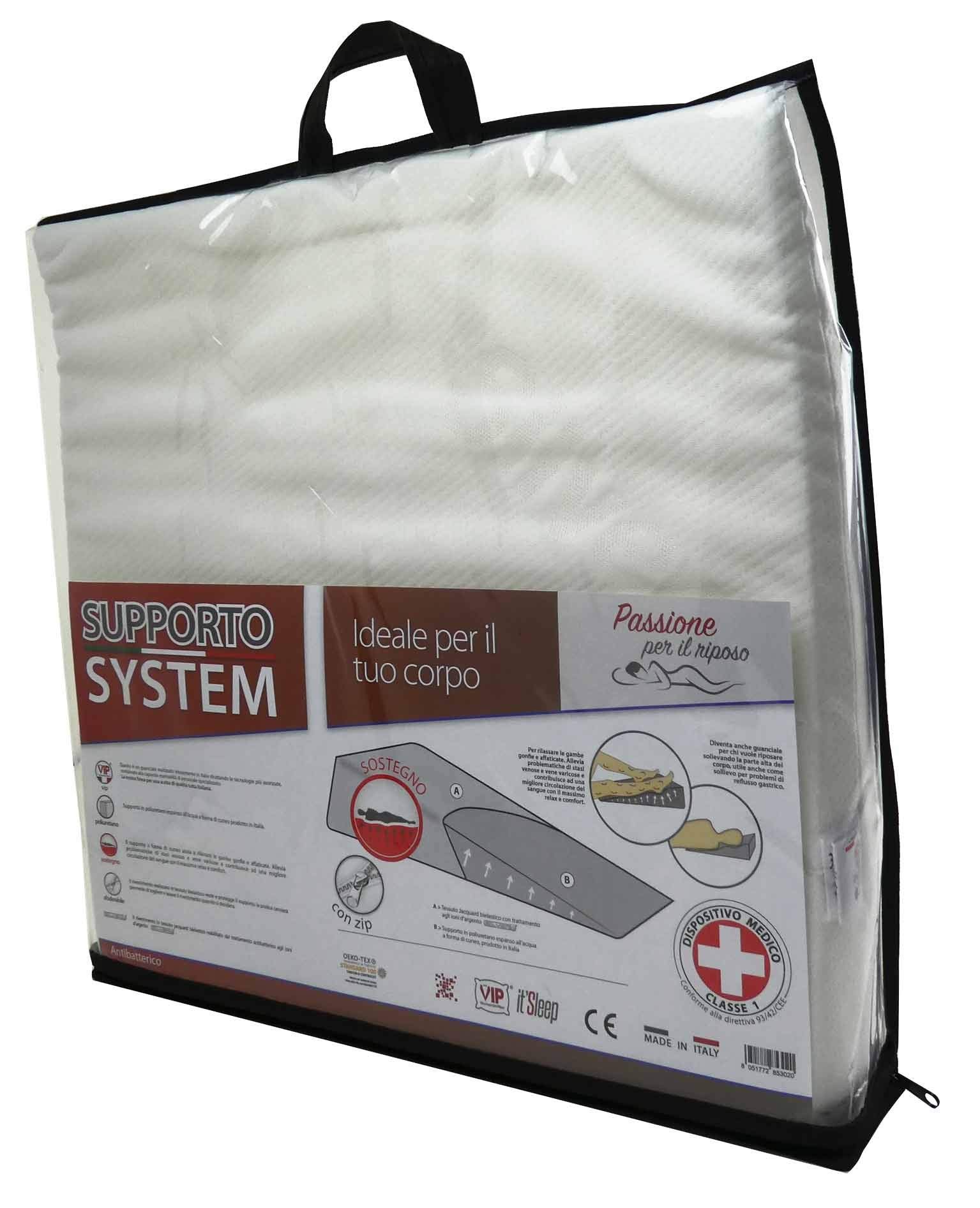 Casatessile Cuneo supporto system cuscino gambe sfoderabile Ortopedico, Ergonomico, Anti Reflusso, per Letto o Divano