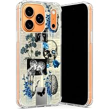 Skull Butterfly Art Case Compatible with iPhone 17 Pro Max, Vintage Aesthetic Skeleton Case for iPhone 17 Pro Max
