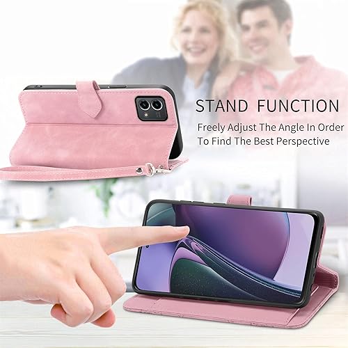Miniatura 4 de Furiet Funda compatible con Motorola Moto G Stylus 5G 2023 con correa para la muñeca y soporte de cuero para tarjetas con tapa y soporte para