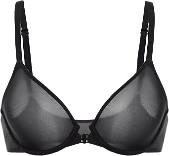 INLYRIC Womens Mesh Front Closure Bras Unlined Sheer Demi Plunge Supportive Comfortable No Padding Underwire Bra