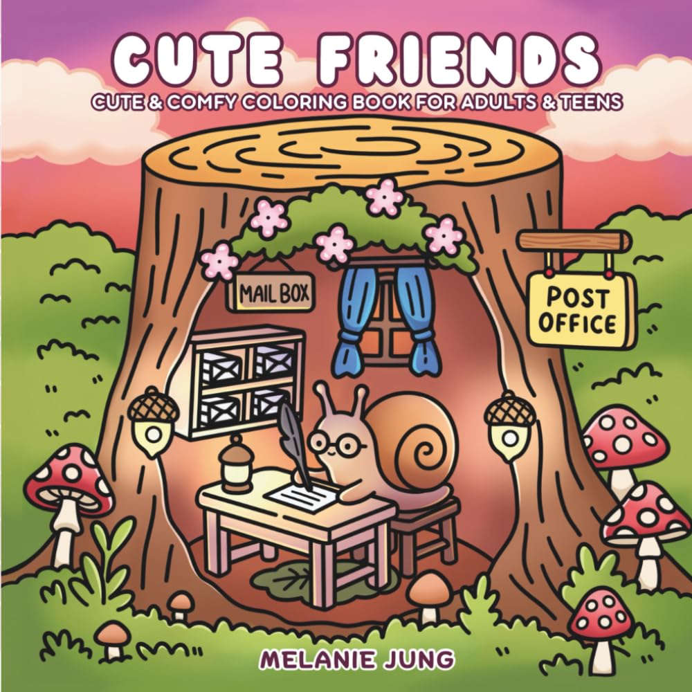 Cute Friends: Cute and Comfy Coloring Book For Adults and Teens