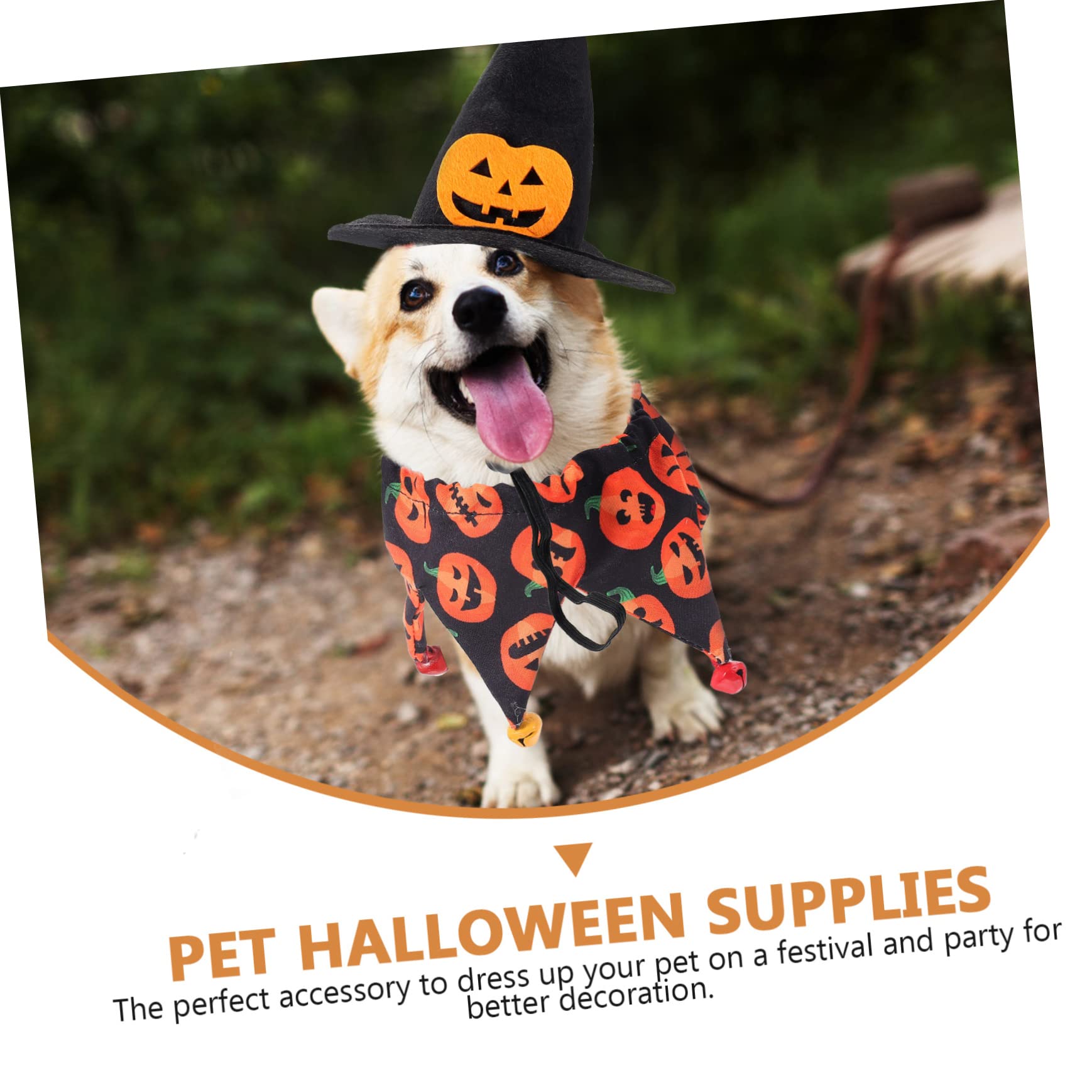 Milisten 5juegos Disfraz De Halloween para Mascotas Sombrero y Pañuelo Vestimenta Divertida para Perro y Gato para Fiestas y Eventos Diseño Cómodo y Transpirable