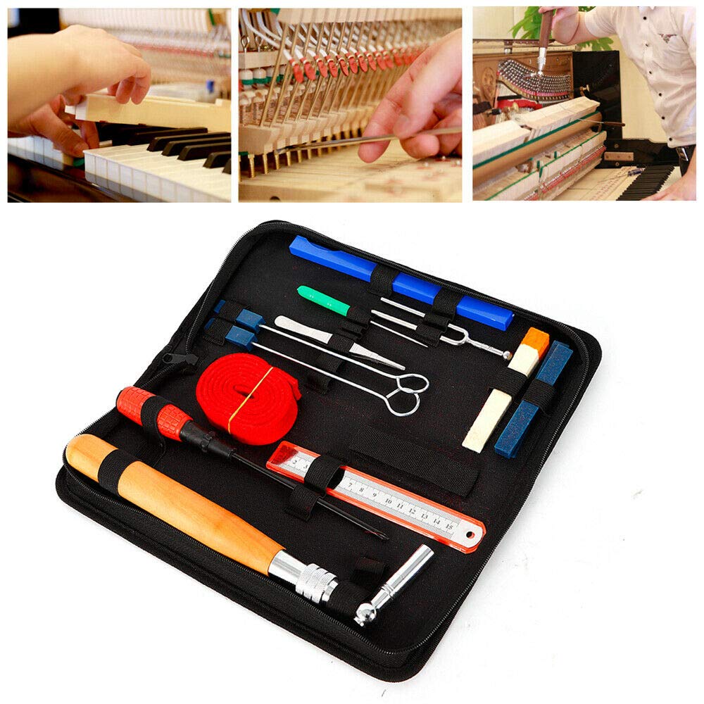 Kit professionale per tuning, per accordatore, 13 pezzi + 1 sacchetto, gomma + manico in legno + acciaio inox