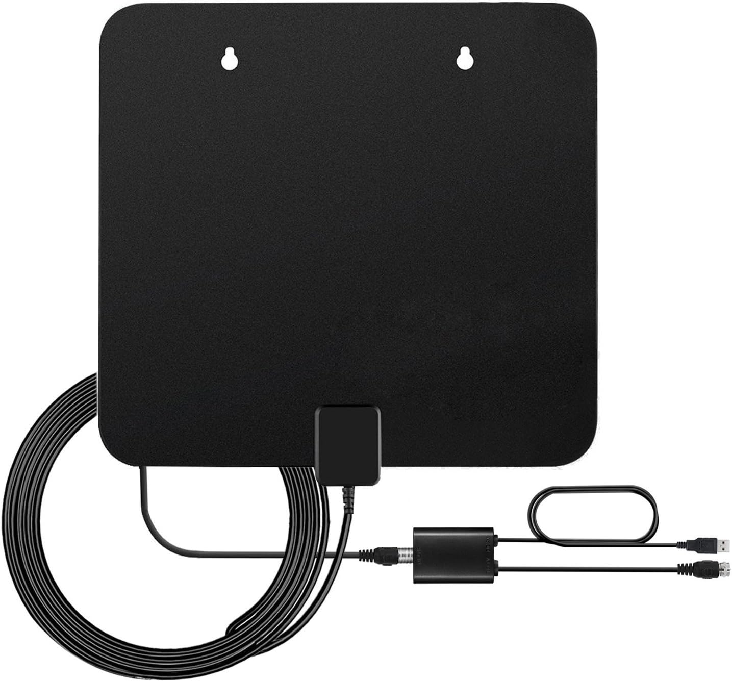 HD TV Antenna,Skyfind Indoor HDTV Antennas 50 Mile Range with Detachable Signal Booster and 10FT High Performance Coax Cable - Black