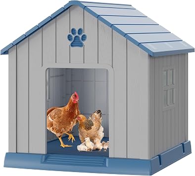 Bifanuo Dog House & Chicken House Chicken Coop Outdoor Indoor, Waterproof Ventilated Pet House with Elevated Floor, Easy to Clean and Assemble Blue, 36.2" L x 38.98" W x 39" H