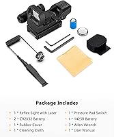 Vista 6 de CVLIFE 1X22X33 Visor Reflex Punto Rojo Visor Punto Rojo y Verde 4 Ópticas de Retícula con Láser Verde y Interruptor de Almohadilla de Presión