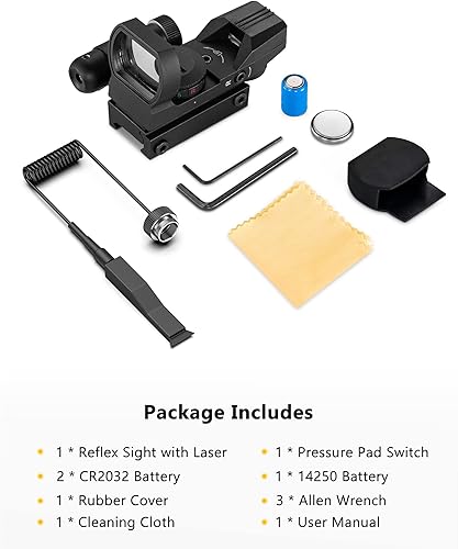 Vista 6 de CVLIFE 1X22X33 Visor Reflex Punto Rojo Visor Punto Rojo y Verde 4 Ópticas de Retícula con Láser Verde y Interruptor de Almohadilla de Presión