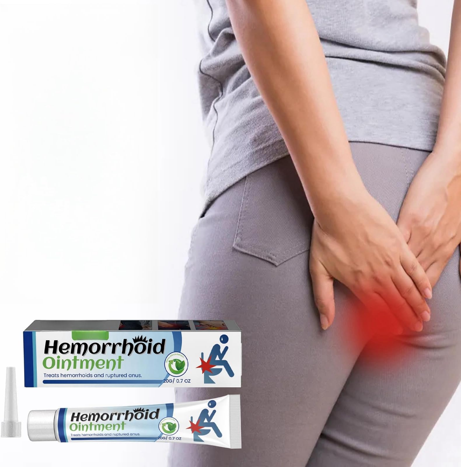 HONPOLO Hemorrhoid Ointment 20g Soothing Cream for Hemorrhoids Treatment, Effective Relief for Hemorrhoidal Symptoms, Helps Shrink Hemorrhoids, Provides Soothing Cold Compress Effect for Fast Relief
