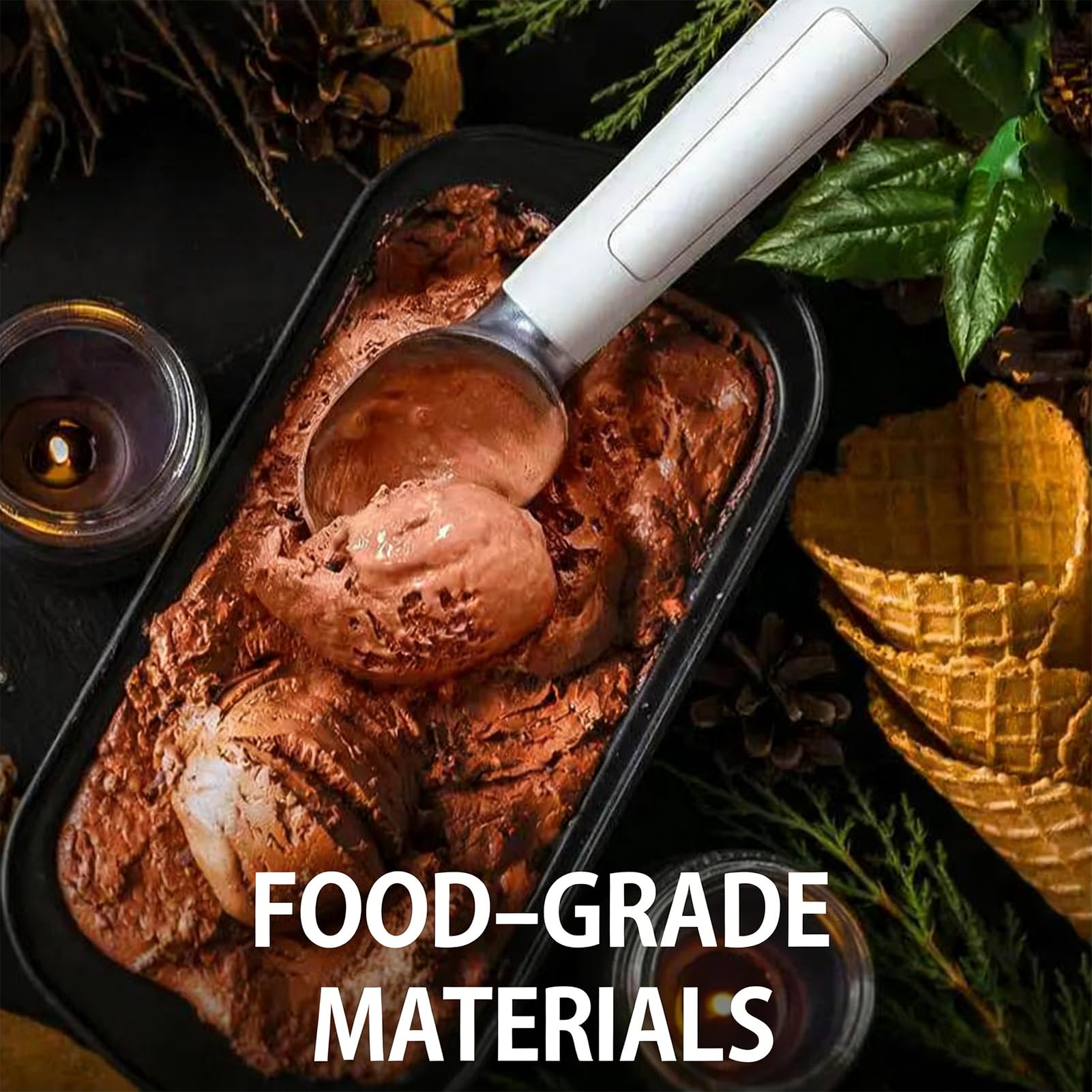 Cuillère à glace électrique – Cuillère à glace chauffante avec interrupteur tactile de température, batterie 2000 mAh, écran LED pour gelato et desserts glacés