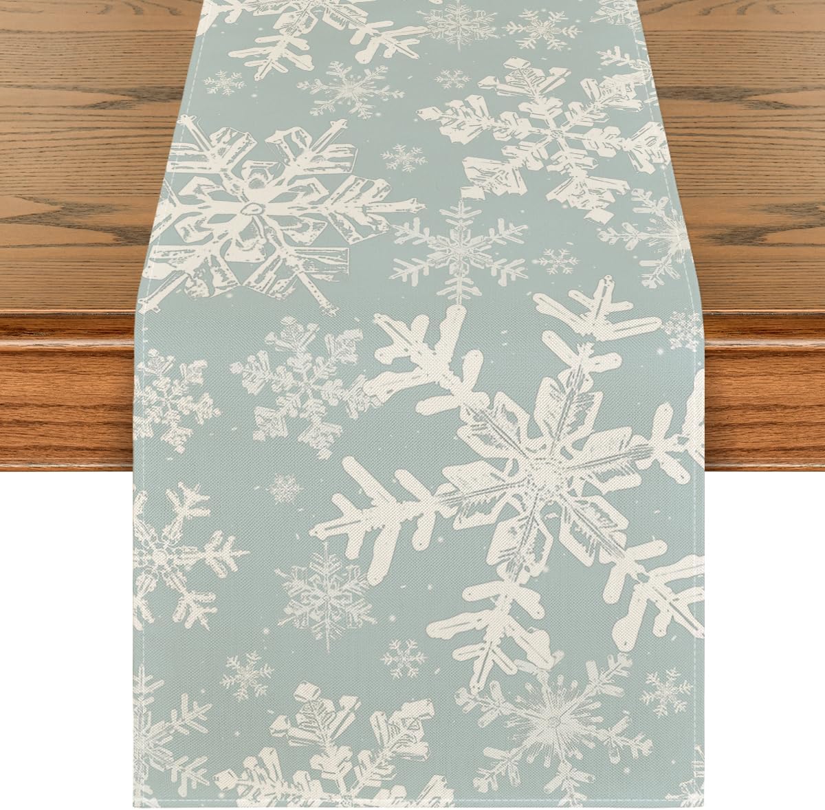 Artoid Mode Aqua Snowflakes Christmas Table Runner, Seasonal Winter Holiday Kitchen Dining Table Decoration for Home Party Decor 13x72 Inch 13" x 72", Table Runner Aqua