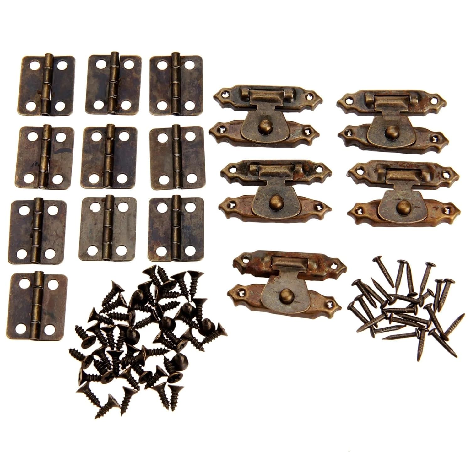 Vintage Furniture Hardware Accessories Latch Lock +Screws 15Pcs(Antique Bronze)