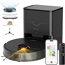 Robot Vacuum and Mop Combo,Lidar Navigation Robotic Vacuum Cleaner with 3.5L Self Emptying Station,5000Pa Vacuum Robot,180mins Runtime,No-Go&No-Mop Zones,App/Alexa/Remote Control,UR3