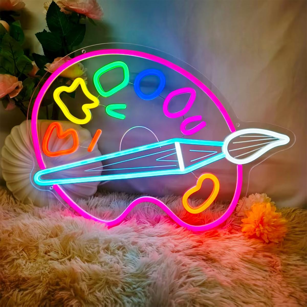 Panneau lumineux néon palette de peinture USB réglable pour mur de studio