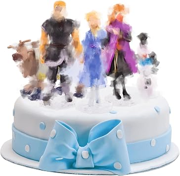 5 Pcs Action Figure, Princess Snowflake Cake Toppers Toys Figures Cute Doll Toy Set Cake Decorations Party Decorations Birthday Kid for Boys Children Kids
