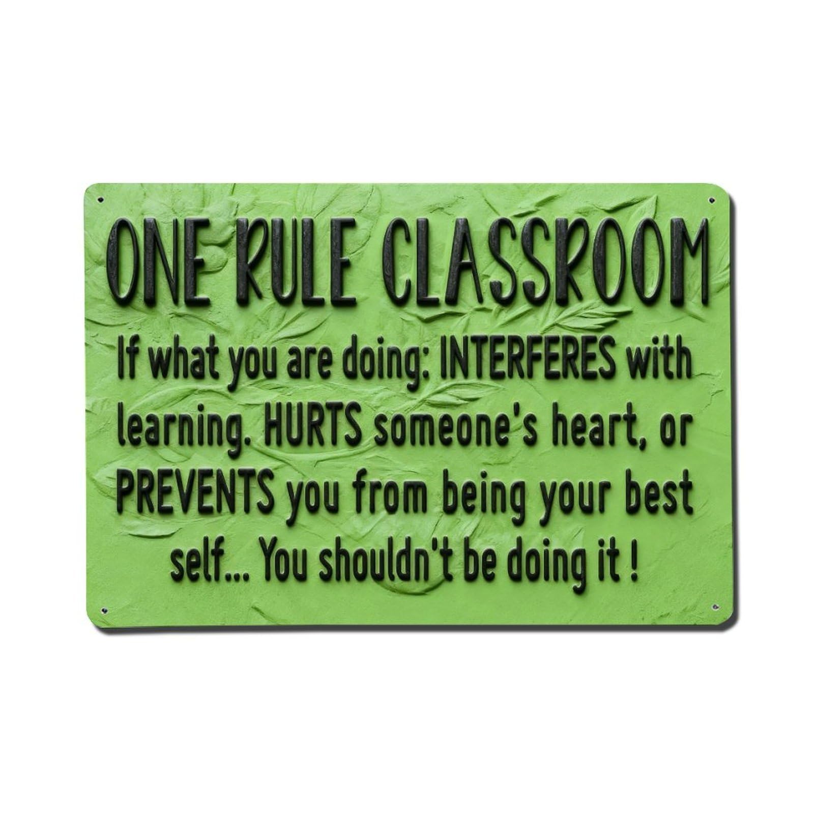 Iageret Vintage One Rule Classroom If What You Are Doing Interferes Metal Tin Sign Retro Wall Decor, Bar Garage Cafe Kitchen Home Wall Art Poster Decoration 8X12inches