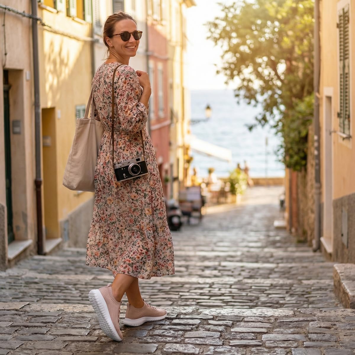 Konhill Zapatillas para Caminar Sin Cordones Mujer Transpirables Ligeras