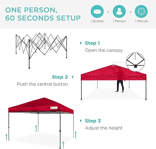 Miniatura 310 de Best Choice Products Carpa Toldo Desplegable de 10x10 pies para Instalación de 1 Persona, Refugio Portátil Instantáneo con Botón de 1 Toque