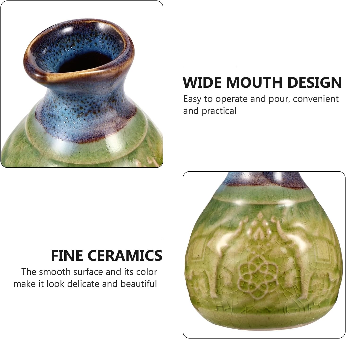 Garneck Ceramic Essential Oil Perfume Bottle with Stopper, Green Dripping Bottle for Refillable Liquid Aromatherapy and Home Décor Accessories