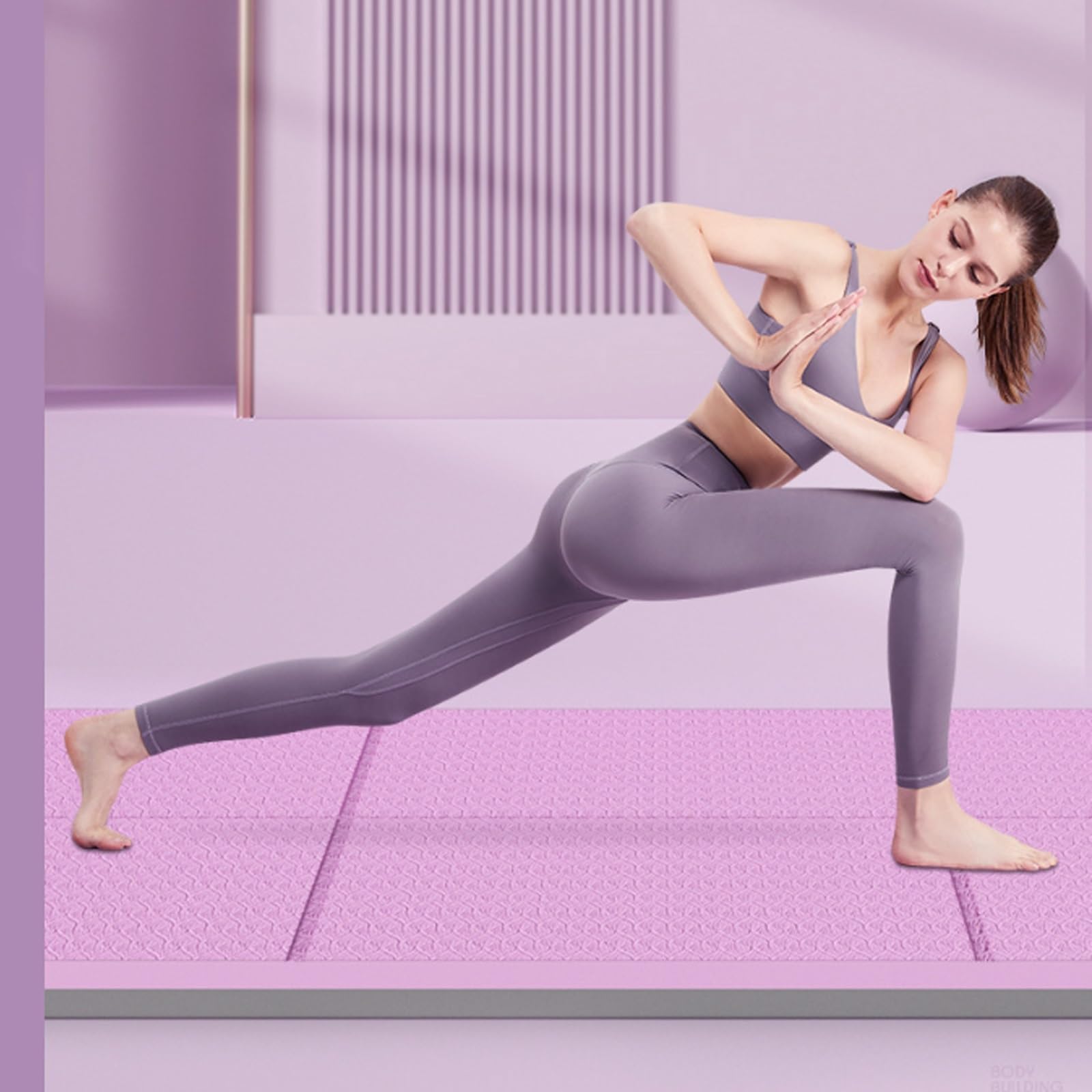 Esterilla de Yoga Plegable,Alfombrilla de Entrenamiento Outdouse,Antideslizante Pilates Mat,CóModo Suave Estiramientos Mat,para Deporte En Casa,Con Bolsa de Almacenamiento